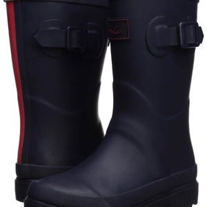 Joules Navy Rain Boots with Red Stripe - Kids